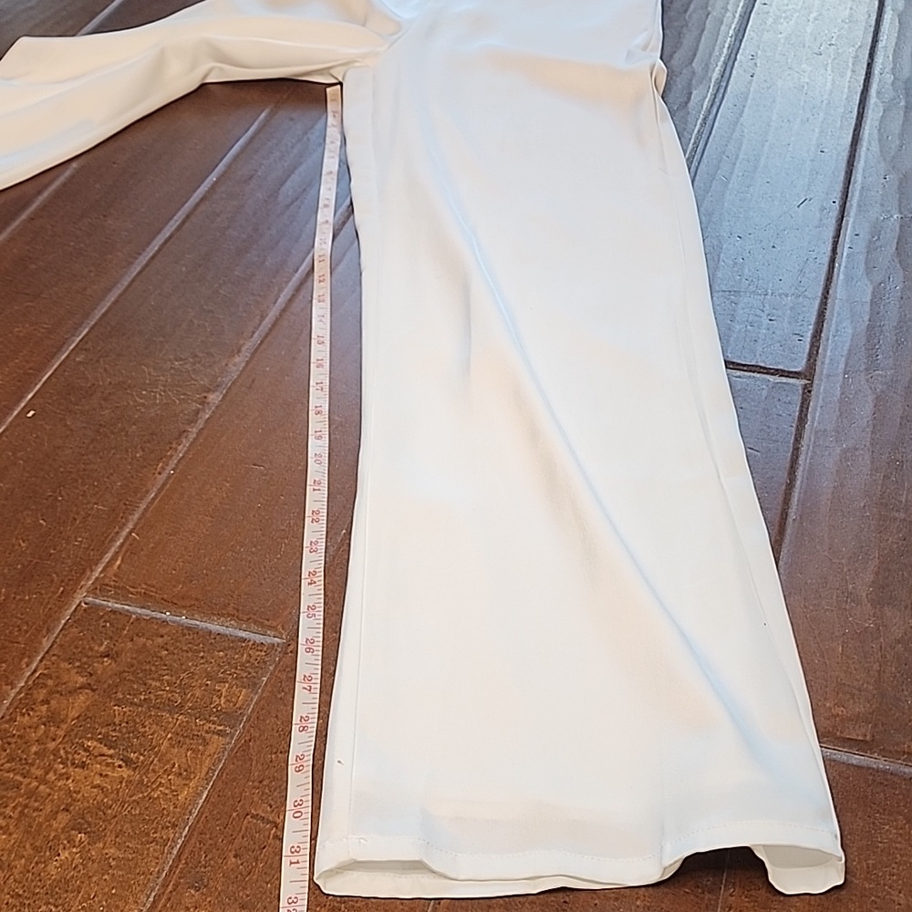 Lulus Ultimate Allure Ivory Satin Wide Leg Sleevless Plung V-Neck Jumpsuit - Picture 11 of 16